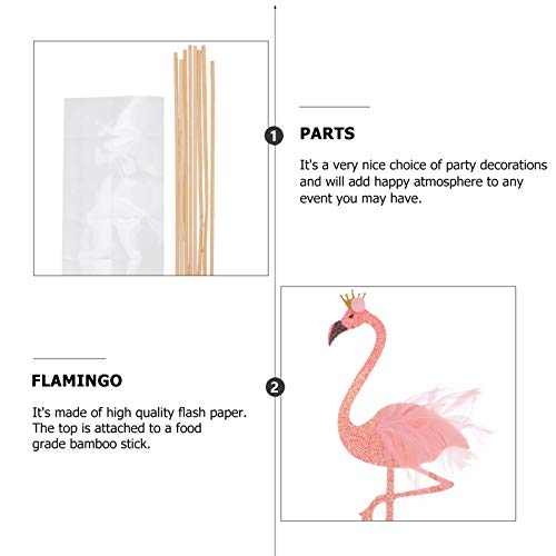 NUOBESTY 8Pcs Decoração de Coco Do Bolo de Aniversário Dos Desenhos Animados Glitter Flamingo Forma