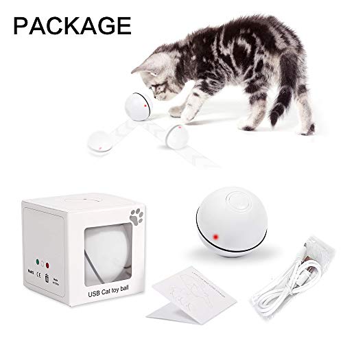 Interactive Cat Toys Ball Best Smart Cat Interactive Toys Automatic Self-Rotating and USB Rechargeable Cat Electronic Toy Ball for Indoor Cats Kitten Exercise Toys - Thumbnail 3