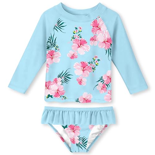 Image of Lovekider Little Girls Swimsuits 2 Pieces Swimwears Rash Guard Set Long Sleeve UPF50+ Bathing Suit for Beach 2-8T