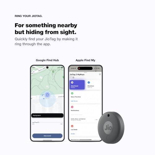 Image of JioTag (2nd Generation) (Grey) - Android or iOS Compatible IP64 Rated Worldwide Item Finder for Keys, Wallets, Luggage, Gadgets and More |1+1 Year Battery | No SIM Needed
