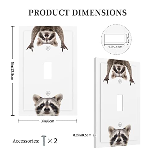 Cute Animals Raccoon Faceplate Switchplate 1 Gang Single Toggle Wall Plate Decoraive Light Switch Cover Kids Boys Girls Bedroom Playroom Nursery Decorate Jumbo Size #TOP4