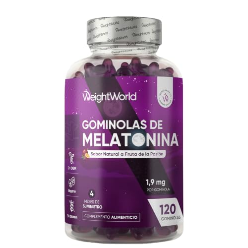Melatonina Gominolas 120 Unidades Con Vitamina B6 y Sabor Natural a Fruta de la Pasión - Gummies para 4 Meses, Melatonina Contribuye a Reducir el Tiempo para Conciliar el Sueño, Veganas y Sin Gluten