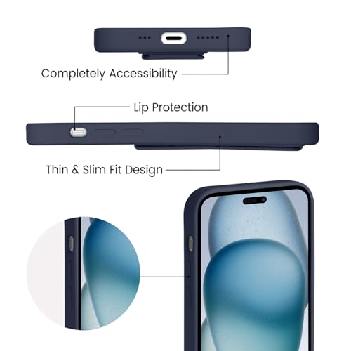 Coque iPhone 15 Plus silicone bleu avec support vertical et horizontal pour vidéo