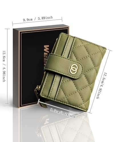 Small Wallet For Women- Credit Card Holder Wallet For Women Girls- Zipper Small Bifold Wallet Mini Coin Purse With ID Window (Olive Green)4