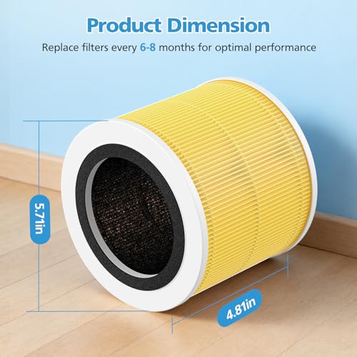 Image of AP100 AP102 Pet Care Filter Compatible with AromaRoom AP100 /AP102, Core Mini Air Purifiers, 3-IN-1 HEPA Filter and Activated Carbon Filter, 2 Pack (Yellow)