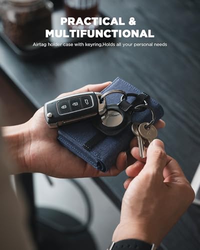 Image of VULKIT Pop up Card Wallet with AirTag Holder RFID Blocking Credit Card Holder with Banknote Compartment & ID Window, Navy