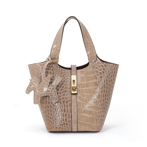 ブラウン クロコダイルレザー ハンドバッグ クロコダイルレザーハンドバッグセンター取り（ハンドバッグ