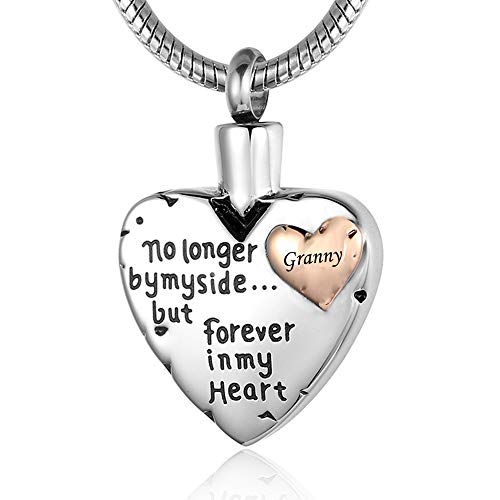 RIMZVIUX Urn Necklaces for Ashes for Women Heart Cremation Jewelry Waterproof Ashes Necklace for Human Ashes Women Men (Granny)