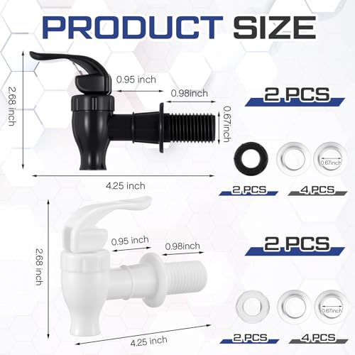 image for Honoson 4 Sets BPA-Free Replacement Cooler Faucet Water Bottle Jug, Di
