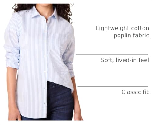 Image of Amazon Essentials Women's Regular-Fit Long-Sleeve Button-Down Cotton Poplin Shirt, Business Casual