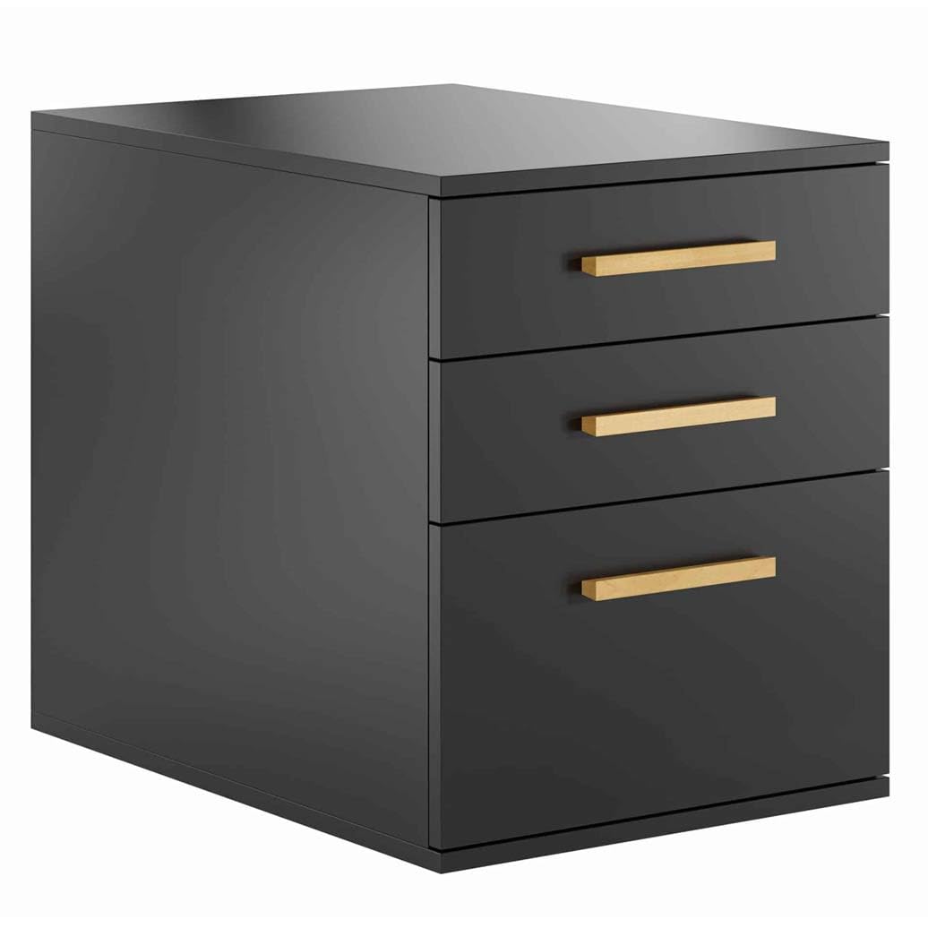DEERHORN® Büroschrank mit Schubladen – Kleiner Aktenschrank aus Eichenholz für Dokumente, Rollcontainer für Schreibtisch & Büro, Weiß, Schwarz oder Braun