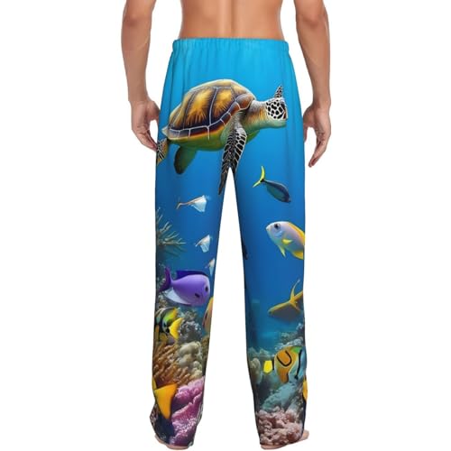 Colorful Coral Reef Pattern Men's Pajama Pants Lightweight Lounge Sleepwear Bottoms with Pockets ()4