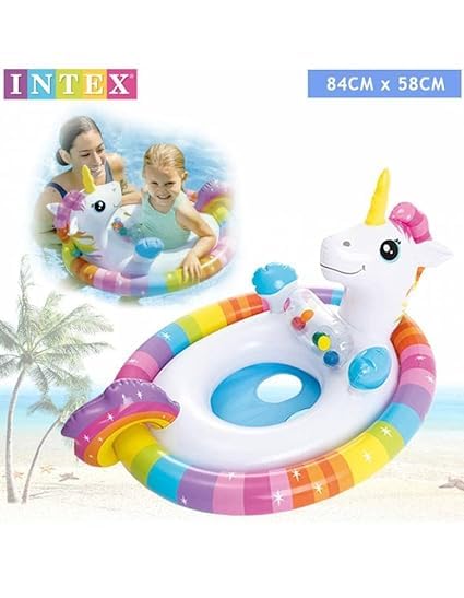 Image of Inflatable Kiddie Float | Water Baby Floater for Kids| Safe Anti-flip Diaper Style Swim Tube Rider| Swim Pool Tube for Toddlers|Multicolor Cute Swimming Pool Safety Seat (Unicorn)