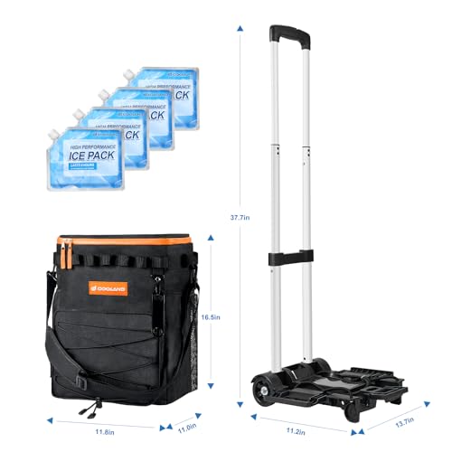 Image of Odoland 72 Can Rolling Cooler Bag with Wheels & Handle, Collapsible Insulated Ice Chest for Beach, Camping & Tailgating - Portable Travel Soft Cooler on Wheels, Collapses for Easy Storage