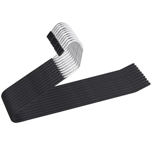 TerraShine ズボンハンガー 10本セット スラックスハンガー パンツハンガー Z字型 省スペース かたくずれ防止 落ちない 取りやすい ズボン・タオル掛けに最適 (ブラック）