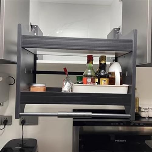 Pull Down Cabinet Organizer | Space-Saving Drop Down Shelf for Kitchen & Pantry | Durable & Easy Access Shelving System | Maximize Storage & Efficiency