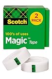 Scotch Magic Tape, 2 Rolls, Numerous Applications, Invisible, Engineered for Repairing, 3/4 x 1000...