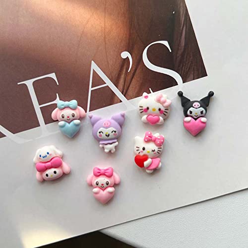 Cute Cartoon Nail Charms Cat Nail Art Charms Rhinestones Decoration Kawaii Cartoon Animal Nail Jewelry Gems Accessories for Women Size are 0.59 * 0.51 inch