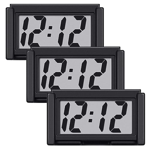 Car Dashboard Digital Clock - with Jumbo LCD Time & Day Display - Mini Automotive Stick On Watch for Car Truck Dashboard & Air Vent (Black-3)