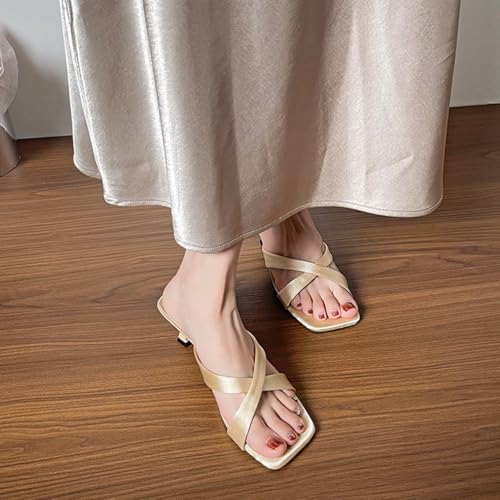 Kitten Heel Mules for Women Slip On Strappy Slippers3