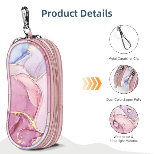 Image of FINTIE Double Sunglasses Case, Soft Portable Eyeglasses Pouch with Carabiner Clip, Dual Zipper Compartments for Men Women