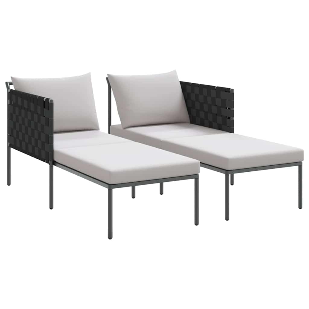 Leżak Antracyt 153 x 115 x 69. 5 cm Stal malowana proszkowo Odporna na Warunki Atmosferyczne Poduszka Ogrodowy Fotel Wypoczynkowy z Podłokietnikami 2 Osobowy Design na Taras i Wytrzymały 200 kg