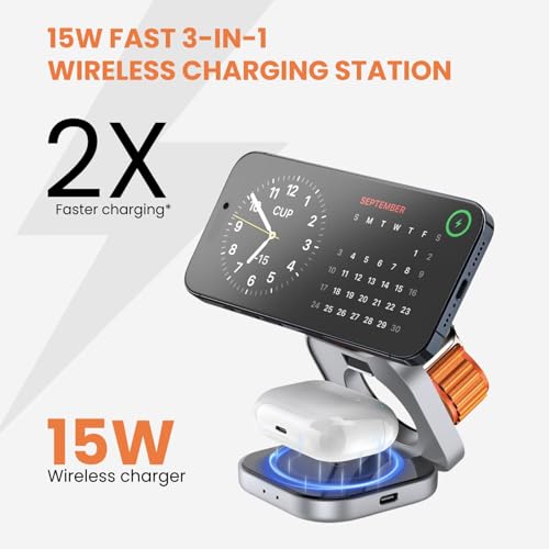 Image of Virtutron 15W Collapsible Wireless Charging Pad | Wireless Charger Type-C Charging | Compatible for iPhone 17 /1615 /14 /13 /12 Plus | Pro | Pro Max Series, Samsung Galaxy S22 Ultra /S22+ /S21 Ultra (Black)
