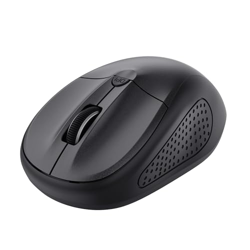 Trust Primo Ratón Inalámbrico Bluetooth para Portátil, 1000 1600 PPP, para Diestros y Zurdos, Baterias Incluidas, Mouse Inalámbrico Compacto para Ordenador, PC, Mac, Android   Negro