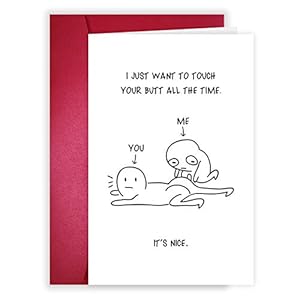 Naughty Touch Your Butt Love Card, Cheeky Anniversary Card for Him Her, Romantic Valentine’s Day Card