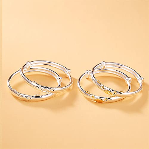 Bijoux s999 bracelet rétro push-pull argent pur ajustable pour cadeau dames - 3