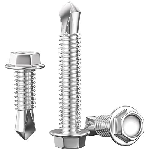 Wensilon LJZW003 300Pcs) #8×3/4 Inch Hex Washer Head Self Drilling Screws thumb #2