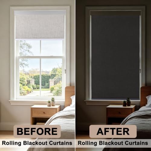 Image of Story@Home 100% Blackout Roller Blinds for Windows W 4 ft x H 7 ft | Window Blinds with UV Protection & Thermal Insulated Fabric | Privacy Window Shades for Home & Office - Light Grey
