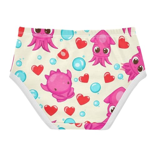 Cute Pink Squids Hearts Bubbles Girls Underwear Toddler 2t Cotton Cute Panties Girl Bright Briefs Underpants2
