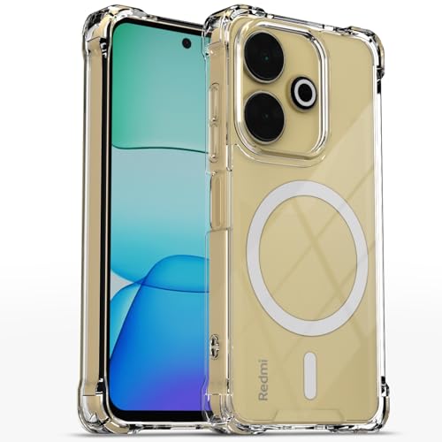 Image of Pikkme Back Cover for Redmi 13 5G / Poco M6 Plus 5G Mag-Safe Shockproof PC + TPU | Protective Case Magnetic Support | Bumper Case (Transparent Mag-Safe)