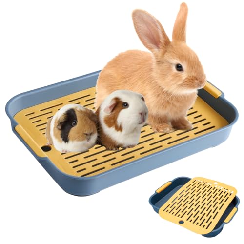 Plateau avec Grille pour Hamster, 27x18.5x4 cm Bac à litière pour Lapin, Bac Litière Lapin Rectangle, Pot d'Entraînement pour Cochons d'Inde/Furets, Mini...