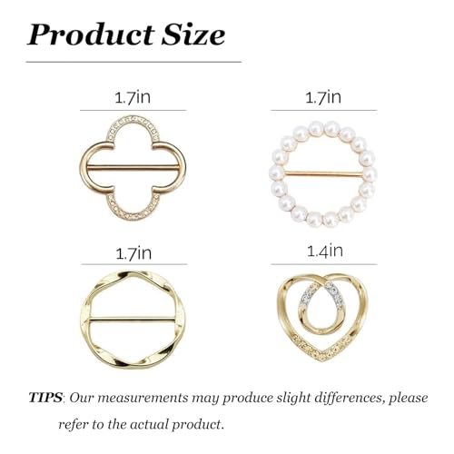 Image of Metal Scarf Ring Clip for Women Shirt Tightener Cinch Buckle T Shirt Tie Ring for Blouse Silk Scarf Shawl Sarong Clothing Accessories