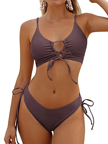 ZAFUL Sexy Damen-Bikini-Set, Spaghettiträger, hoch geschnitten,...