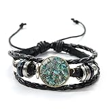 YMXCNM Bracelet Tissé, Retro Shell Abalone Pattern Bracelet Creative Sea Shell Color Design Charm Bracelets en Cuir Cadeau Fabriqué À La Main, comme Indiqué A