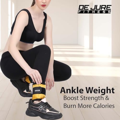 Image of De Jure Fitness Adjustable Ankle & Wrist Weights Pair (0.5KG x 2) for Men & Women | Strength Training, Walking, Running, Workout, Yoga | Comfortable, Durable | Yellow - 1KG