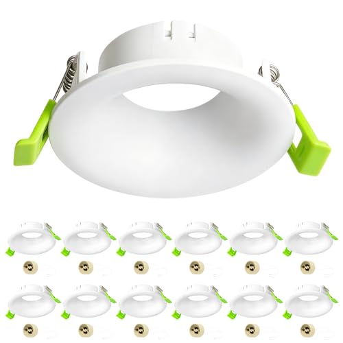 Aulaiyi Support Spot Encastrable GU10, Cadre Spot LED Encastrable Deep Design avec Douille GU10, Sans Ampoule, Blanc Mat, Spot Plafond Rond pour Salle de Bain...