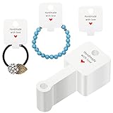 jijAcraft 100Pcs Bracelet Display Cards with Adhesive - Handmade with Love Jewelry Packaging Cards - Bracelet Cards for Selling - Hanging Display Cards for Jewelry, Bracelet and Necklace (4'x1.5'）