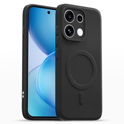Image of Outlouders Back Cover for Oppo Reno 16c 5G | Soft Matte Silicone | Slim Fit | Magnetic-Safe Logo Design (Magnetic-Safe Not Compatible) | Shockproof | Camera Protection Bumper Case (Black)