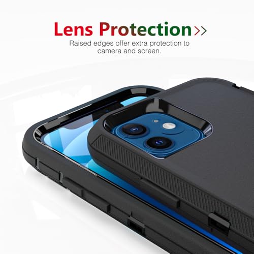 Image of Case for iPhone 12 Pro, iPhone 12 Case, Heavy-Duty Tough Rugged Shockproof Drop Protective Cover Phone Cases, Black