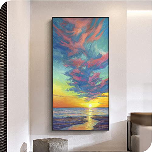 Toile abstraite océan et nuages pour créer un salon zen et une décoration murale moderne - 2
