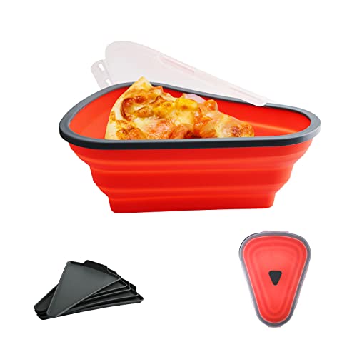 AIEX Pizza Storage Container avec Couvercle, Récipient Pizza en Silicone Pliant Boîte à Pizza Réutilisable avec 5 Plateaux au Micro-Ondes, Passe au Micro-Ondes et au Lave-Vaisselle