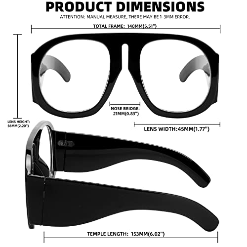 Image of FEISEDY Oversized Blue Light Blocking Glasses Women Men Big Plastic Aviator Frame Eyewear Clear Lens Computer Glasses B2371