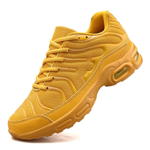 Herren Walkingschuhe Turnschuhe Fitnessstudio Sportschuhe Sneaker Running Tennis Schuhe Freizeit Straßenlaufschuhe Fashion Leichtgewichts Atmungsaktiv Schlüpfen Schuhe gelb 42EU