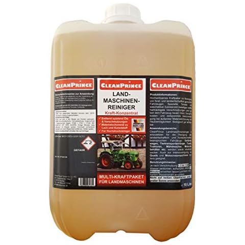 Landmaschinen-Reiniger 10 Liter Landmaschinenreiniger Kanister CleanPrince Reiniger für Fuhrpark Traktoren Quads LKW Tier-Viehtransport -anhänger Viehhandel Forstfahrzeuge Reinigungsmittel Hochdruckreiniger geeignet HD-Reiniger Landwirtschaft Forstwirtschaft Geländewagen Mähdrescher Tanks Maischebehälter Intensivreinigung Quads Motocrossmaschinen Schlepper + Traktorenfreunde -club Trecker Planen Grundreiniger Universalreiniger KfZ Wäsche Reinigungs- Waschbox -anlagen Cover
