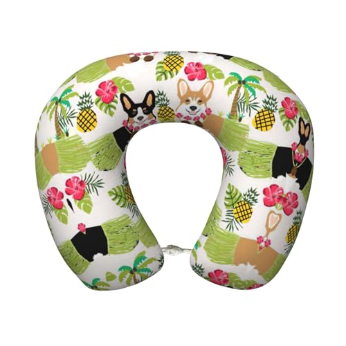 Almohada de cuello tropical de piña para viajes miniatura 1