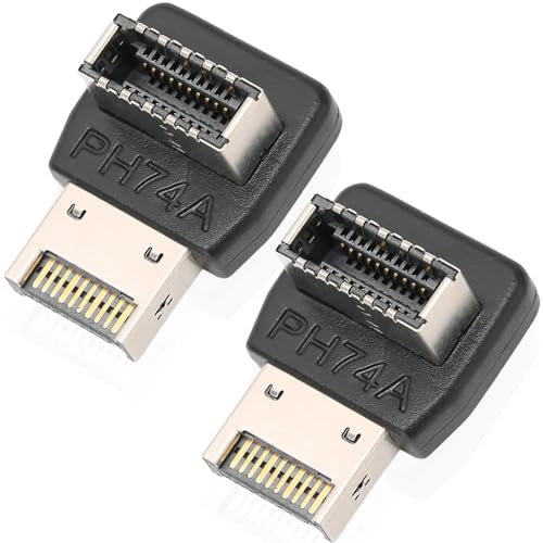 Adaptador USB 3.2 Tipo-E en ángulo de 90 grados (2 unidades) miniatura 1